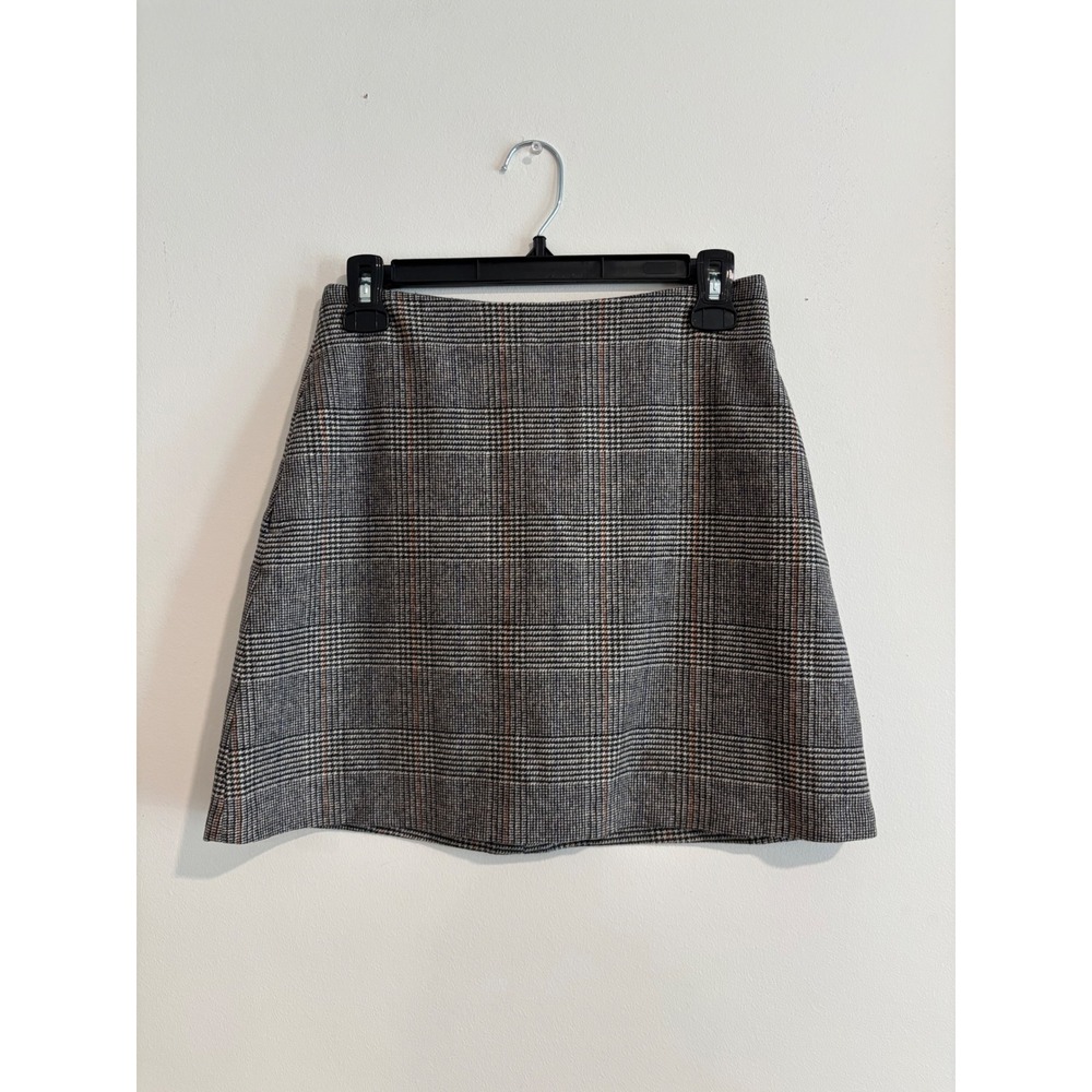 Wilfred Glen Plaid Mini Skirt Women 4 Grey Checkered High Waisted Pockets
